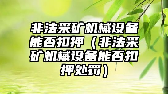 非法采礦機械設(shè)備能否扣押（非法采礦機械設(shè)備能否扣押處罰）